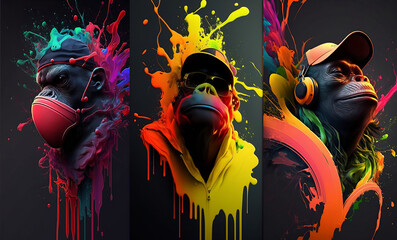 3 wise monkeys bring wisdom to your walls with printable art of three wise monkeys in colorful splas
