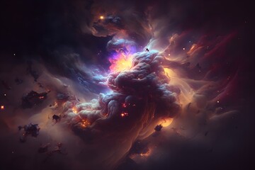 Wall Mural - A colorful nebula made with generative AI
