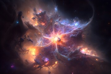 Wall Mural - A colorful nebula made with generative AI