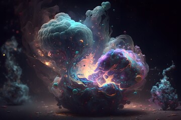 Wall Mural - A colorful nebula made with generative AI