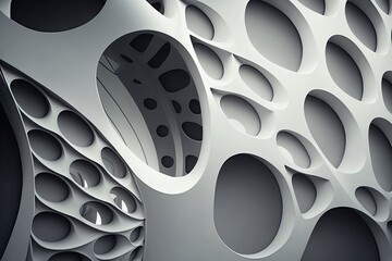 Wall Mural - Abstract futuristic building design circular background with concentration Outdoor Wave Structures Minimalistic futuristic wallpaper with geometric urban texture. Close Up Design. Generative AI