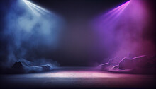 The Dark Stage Shows Empty Dark Blue Purple Pink Background Ai Generated Image