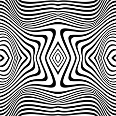 Wall Mural - Abstract wavy psychedelic stripes. Optical illusion. Vector. Line art pattern. Trendy design element for posters, social media, logo, frames, broshure, promotion, flyer, covers, banners