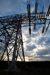 Canvas Print - High voltage electric tower line