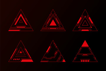 Wall Mural - Red triangle shape abstract technology future interface hud.