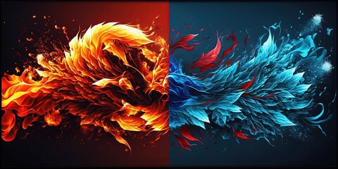 Wall Mural - red vs blue banner concept modern by ai generative