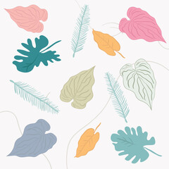 Sticker - Cute leaf background illustration vector graphic perfect for wall, etc