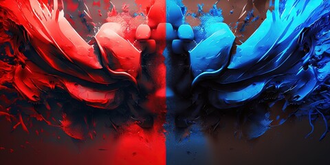 Wall Mural - abstract red vs blue banner concept modern by ai generative