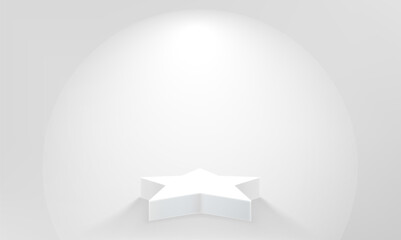 Poster - White Interior with star podium. Realistic 3d style vector illustration 