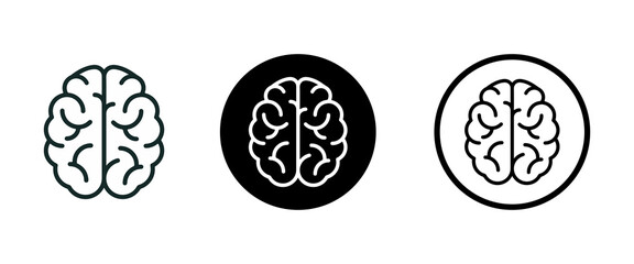 Human brain vector icons set