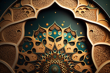 Islamic art background made with Generative AI