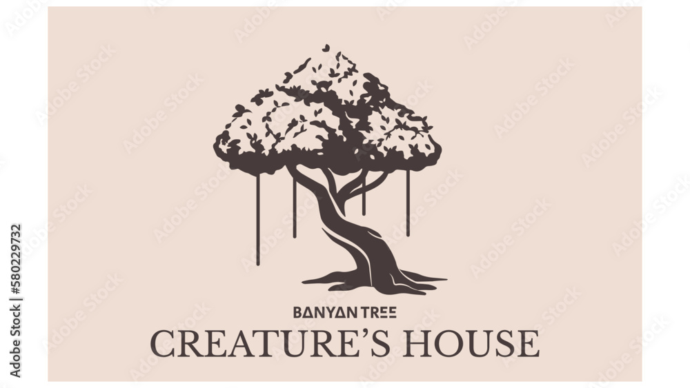 Banyan tree logo design concept. illustration of banyan tree for logo ...