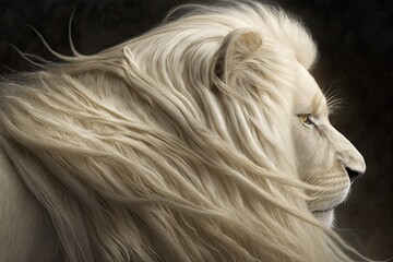 Sticker - Detail of a female white lion's fur up close. Generative AI