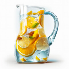 Poster - An image of pitcher filled with lemon slices. Generative AI.