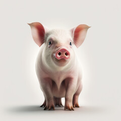 Canvas Print - Pig is standing in front of white background. Generative AI.