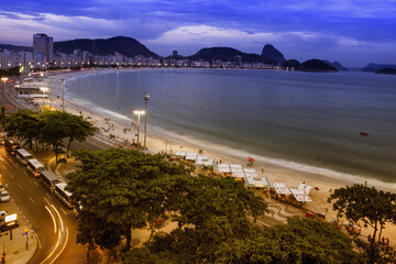 Wall Mural - Copacabana and Sugar Loaf hill at night, Rio de Janeiro, Brazil