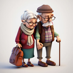 Sticker - An old man and woman are standing next to each other. Generative AI.