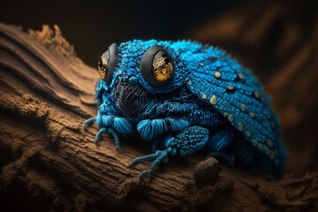 Wall Mural - Mystical glowing insect in a magical nature. Isolated on blurred background. Stunning animals in nature travel or wildlife photography made with Generative AI
