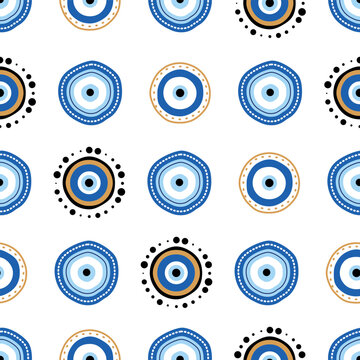 greek evil eye vector symbol of protection. seamless pattern. turkish nazar boncugu amulet illustrat