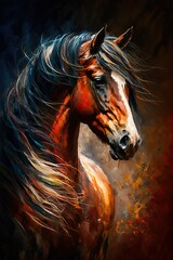  Horse, wild animal oil painting (Ai generated)