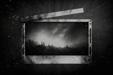 Poster - distant footage that seems dusty or old. overlay film frame effect with space for retro grunge desig