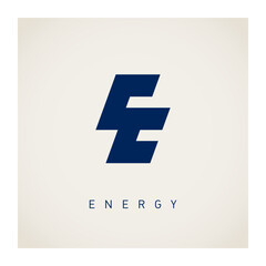 Poster - energy - logo with stylised letter e in the shape of lightning. logotype template for innovation tec