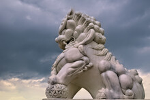 Lion Statue Made Of White Jade