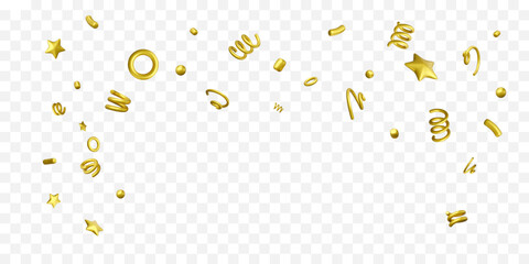 Wall Mural - holiday and anniversary confetti background. falling gold decor elements stars and spirals