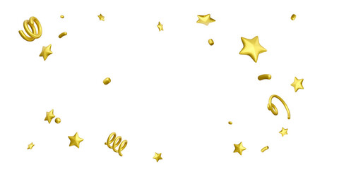 Wall Mural - golden confetti. 3d confetti template isolated on white background. festive background