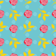 Wall Mural - Roses floral vector repeat pattern illustration design