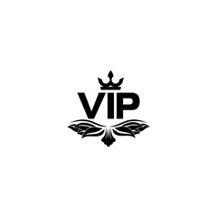 Canvas Print - VIP Icon logo with crown isolated on white background