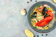 Traditional Seafood Soup,space For Text