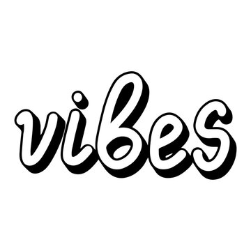 Word Vibes. Outline Hand Drawn Lettering