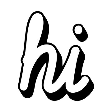 Word Hi. Outline Hand Drawn Lettering