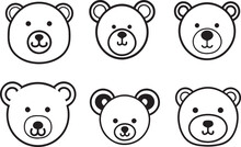 Taddy Bear Head Icon Set, Vector Illustration, SVG