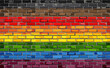 Philadelphia Pride Flag on a brick wall - Illustration,  
Rainbow LGBTIQ+ Flag