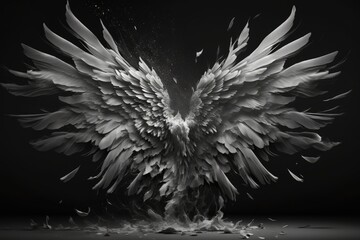 Wall Mural - wings firing in isolation against a dark background. Generative AI