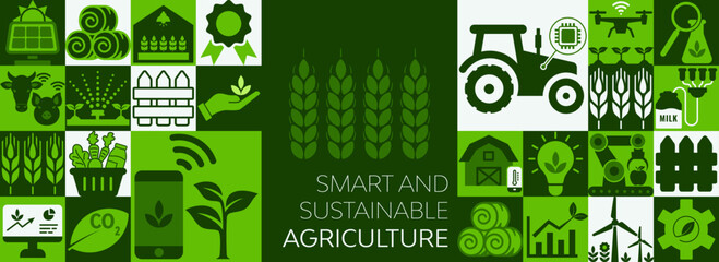 agriculture and farming vector illustration using smart and ecological practices. sustainable agricu