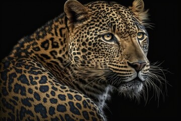 Poster - Panthera pardus (the leopard) upright and facing the camera. Generative AI