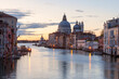 Venezia. Veduta dall' alto del Canal Grande verso La Basilica della Salute e la Dogana da Mar