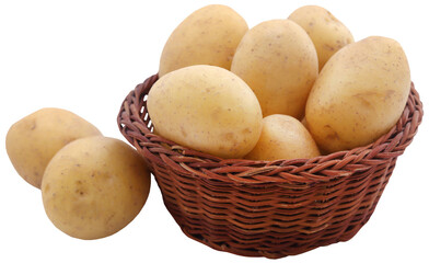 Canvas Print - Fresh whole potatoes in a basket