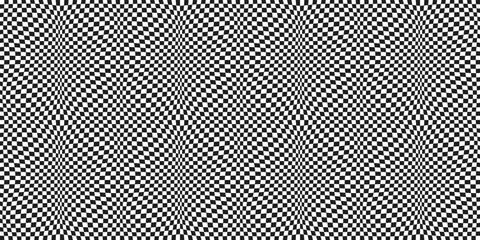 Leinwandbilder - Checkered pattern texture. Vector canvas with repeating checkered wave. Print for applying to seamless surfaces.