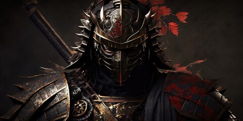 Poster - Samurai warrior background, generative ai