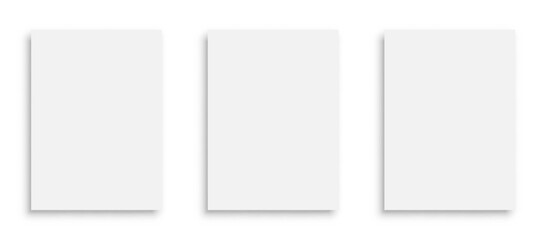 Poster - Set white papers template mockup with shadows, white posters with shadow A4 format mockup, blank paper sheets – vector