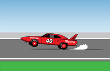 Vintage Stock Car Racing Is Ready To Race In Illustration Vector Style.