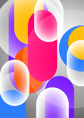 Poster - Overlapping geometric shapes and circles. Stylish trendy techno design background for business or technology presentations, internet posters or web brochure covers. Vector