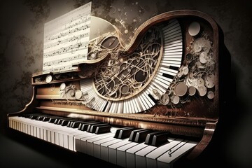 Poster - accompaniment of piano and keyboard. generative ai