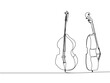 © sahs94 - Contrabass, double bass one line art. Continuous line drawing of musical, melody, violin, vintage, music, retro, symphonic, orchestra, playing, instrument, viola, symphony, cello, musician, string.