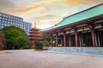 Wall Mural - Fukuoka, Japan - Nov 30 2022: Tochoji Temple located in Hakata district. First built by Kobo Daishi by the sea, moved to current place by Kuroda Tadayuki, designated a historical site by Fukuoka City