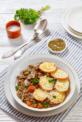 Poster - Ground Beef stew with mushrooms, carrots potatoes